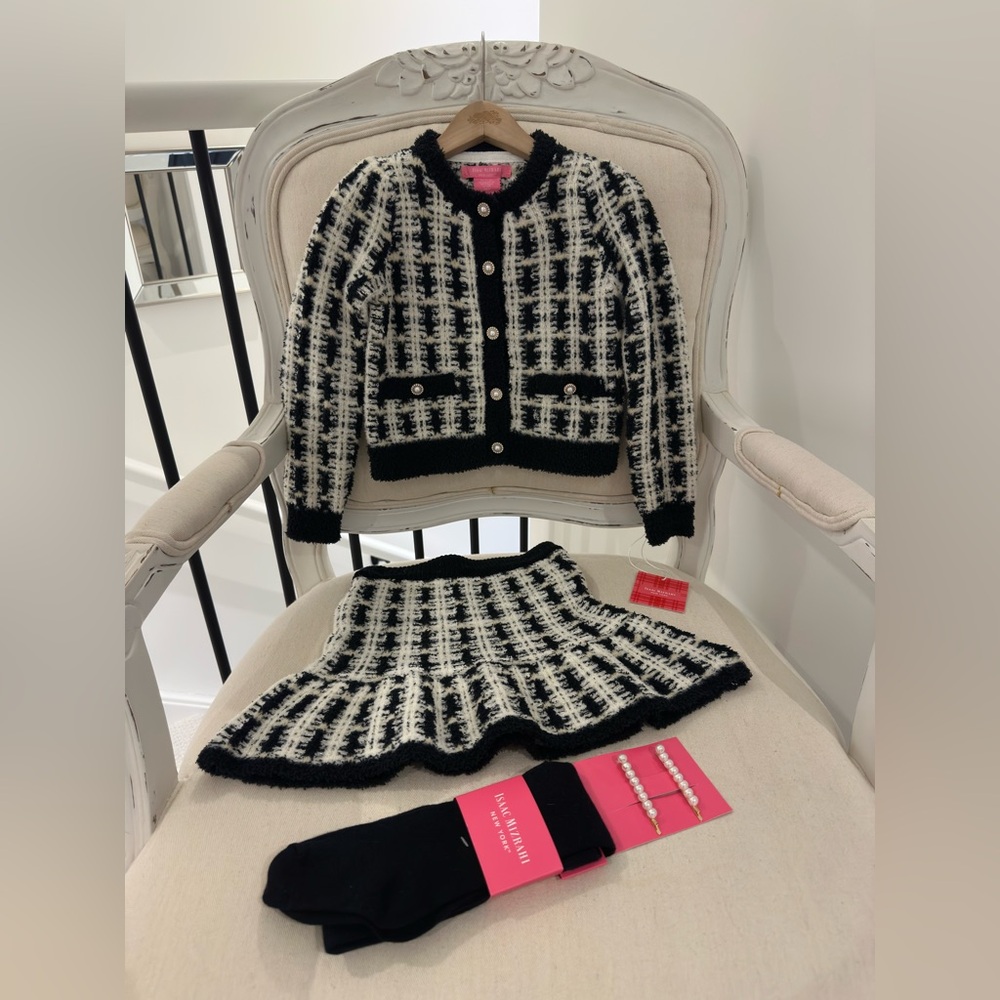 4T Isaac Mizrahi Black and White Knit 4 Piece Chanel Style Soft Tweed Outfit NWT - Picture 8 of 15
